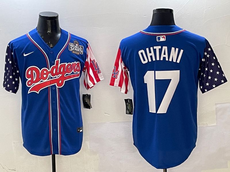 Men Los Angeles Dodgers #17 Ohtani Blue a generation of national flags Joint name 2025 Nike MLB Jersey style 5->los angeles dodgers->MLB Jersey
